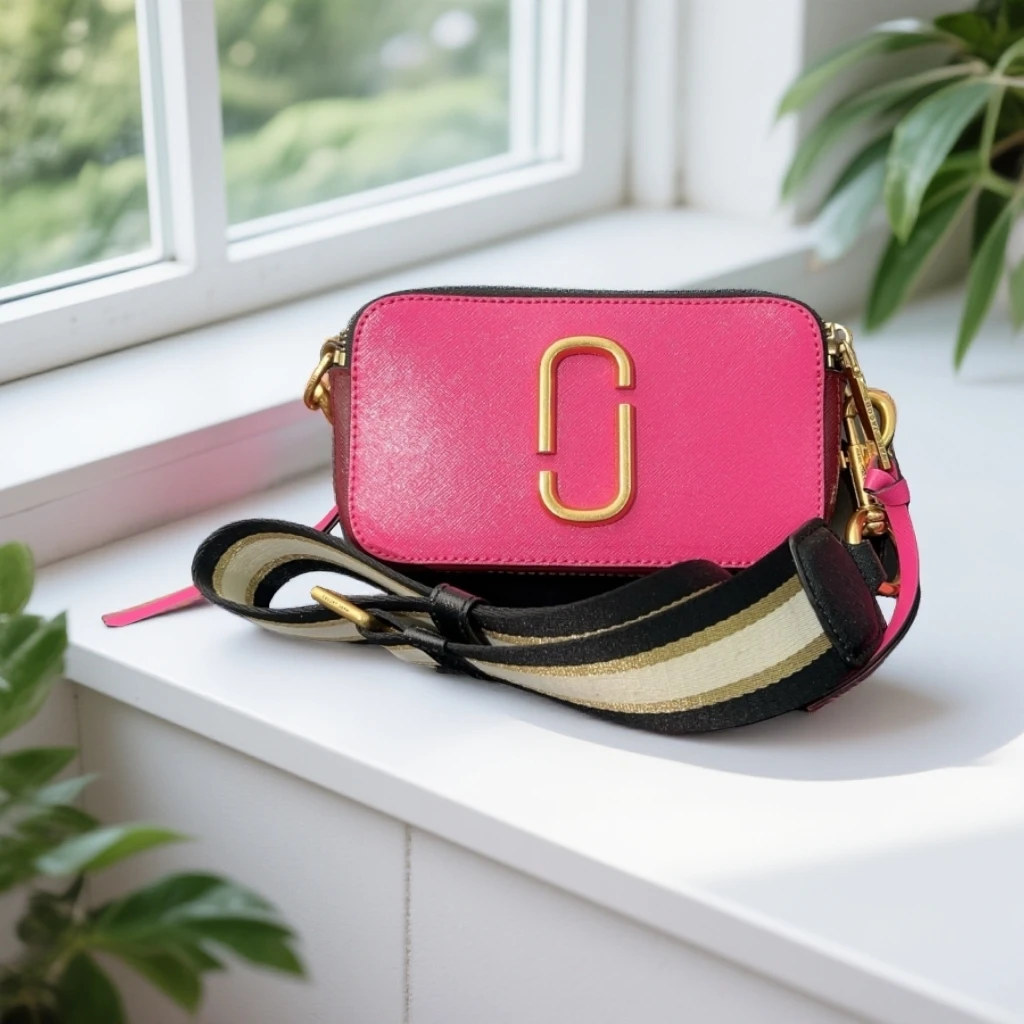 95新 Marc Jacobs/莫杰  玫粉色相机包  1785 3286