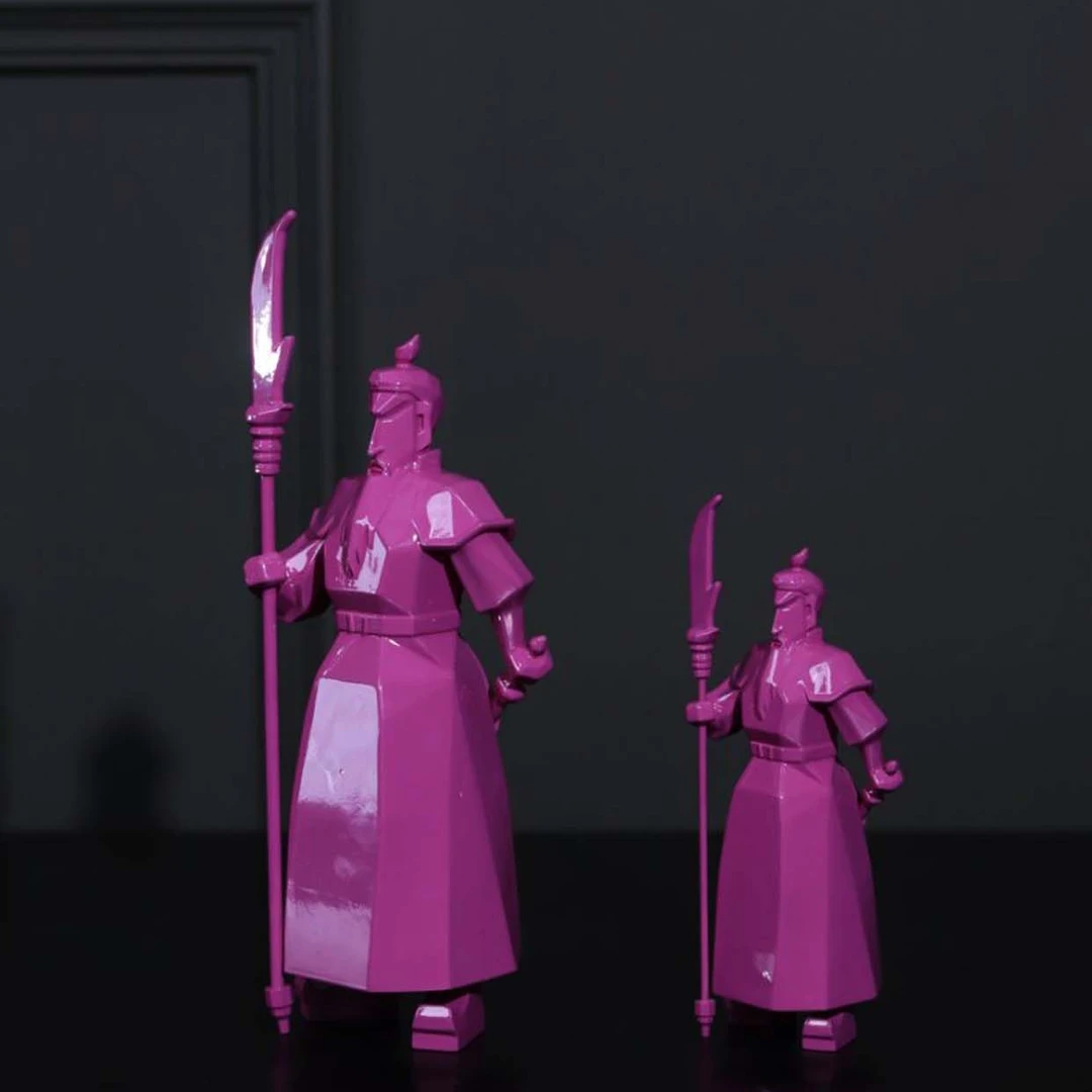 紫色关关过关羽关二爷财神潮玩开业乔迁礼物祝福红运当头家居手办