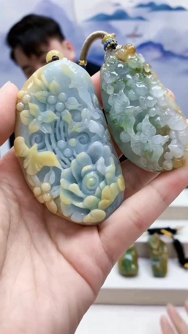 未镶嵌定制翡翠5060lr-毛货挂件23