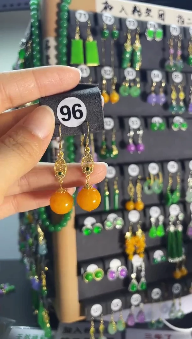 翡翠银S925镶嵌耳饰96.....