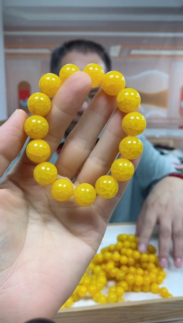 未镶嵌手串玛瑙/玉髓黄龙纹玛瑙手串尺寸14mm