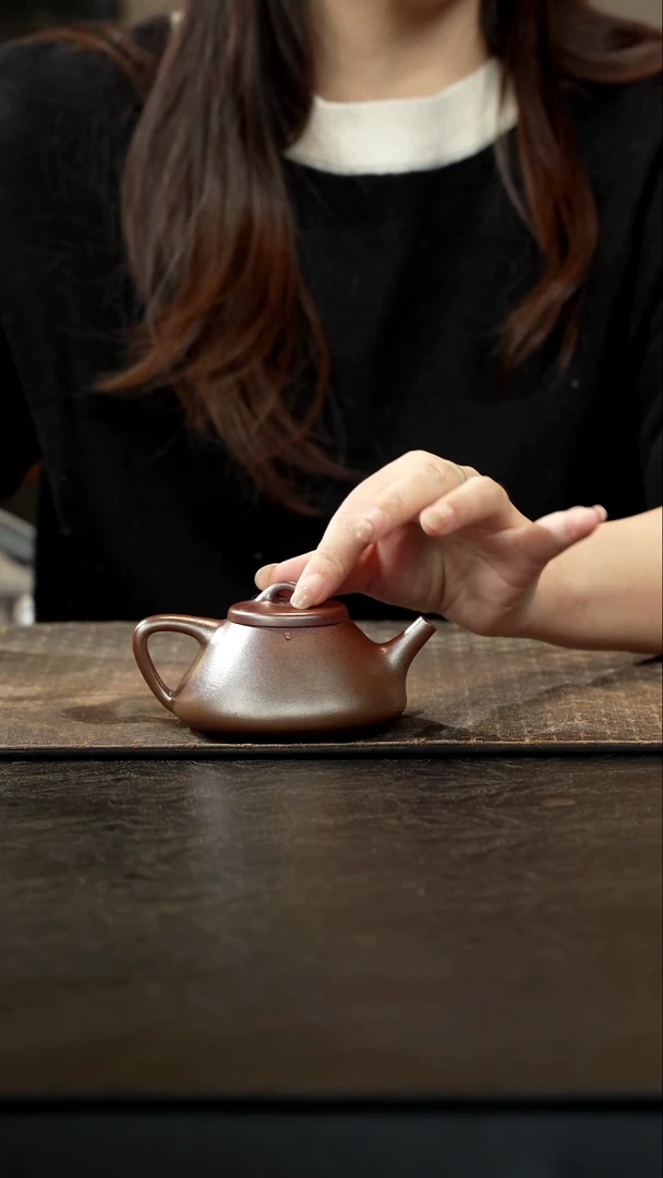 茶壶紫砂柴烧老紫泥子冶石瓢150cc