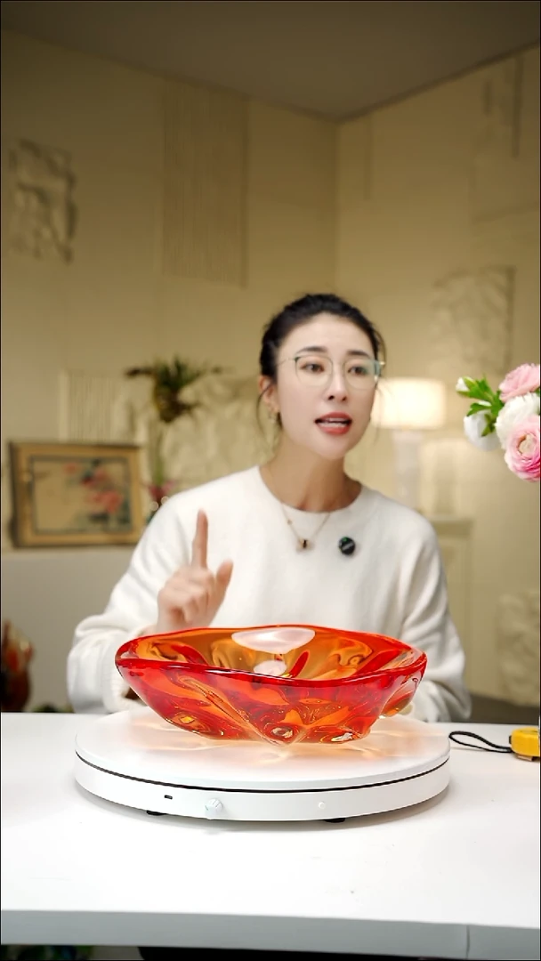 手工艺品琉璃宝石红色设计款果盘