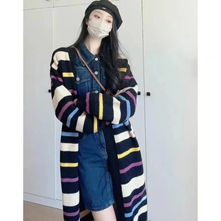 9116【凡家衣橱】时尚百搭洋气复古长款针织毛衣开衫韩版慵懒风