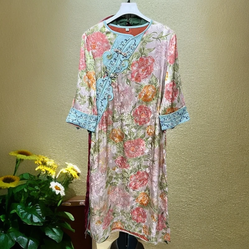 【一口价】新国风时尚刺绣气质连衣裙春夏中长款设计师优雅网红0213