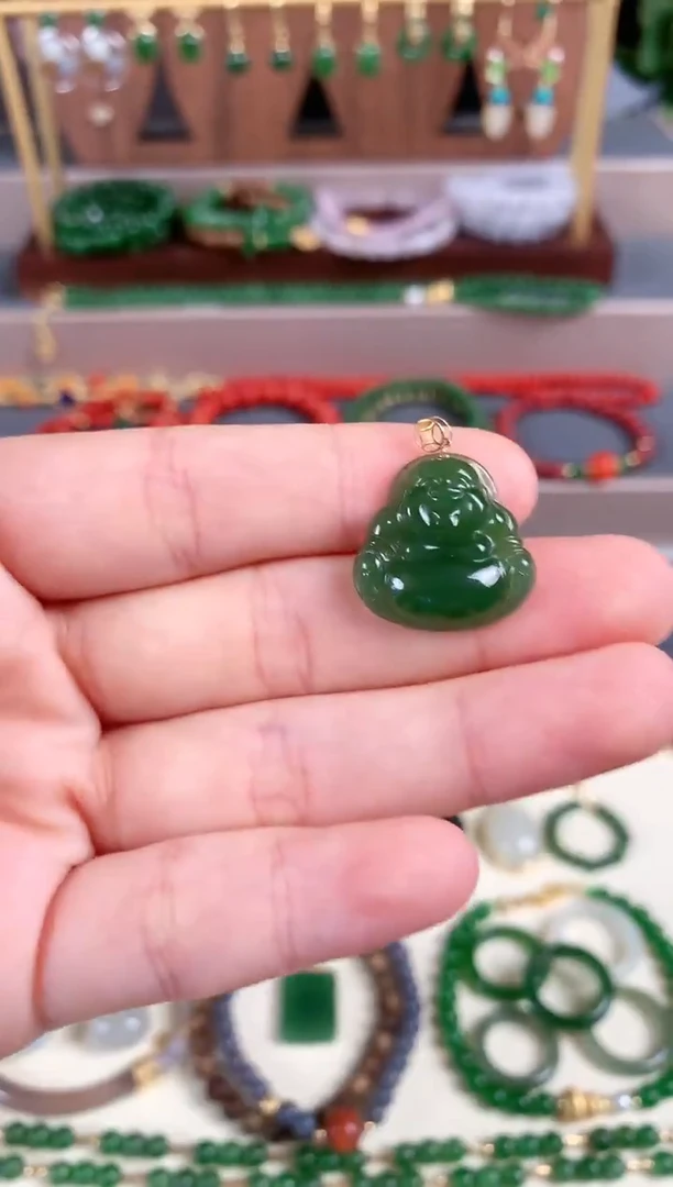 吊坠(不含链)18K金镶嵌和田玉1