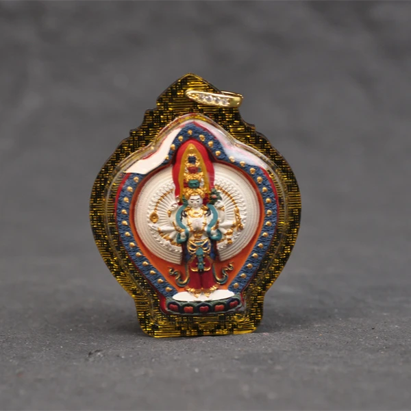 【梵捻造物】手工制作红泥手绘上色千手观音亚克力擦擦吊坠鼠本命佛