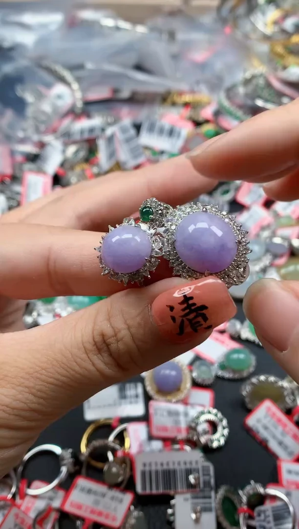 银S925镶嵌戒指翡翠天然A货缅甸翡翠