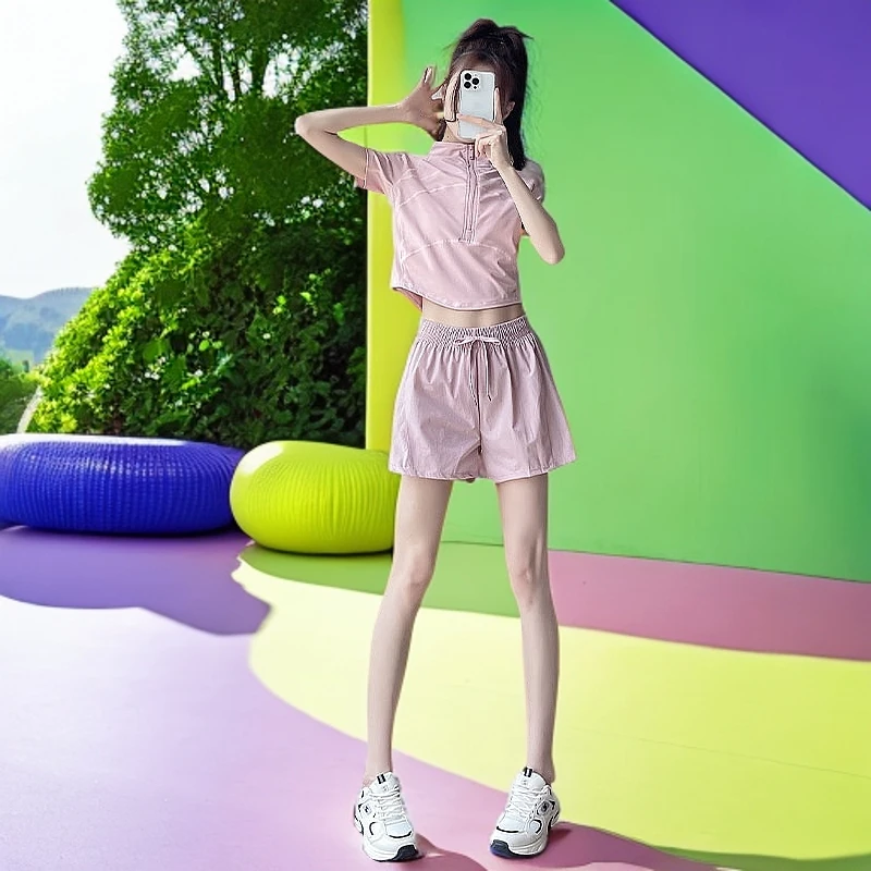 薄款跑步显瘦小个子新款运动瑜伽服女健身户外套装宽松速干高级