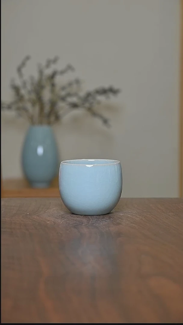 天青釉 手拉杯 微瑕 朱法喜作品120ml
