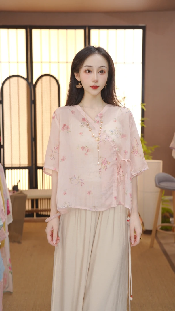 2025新中式设计日常舒适精品麻高品质上衣夏上新FB25041813