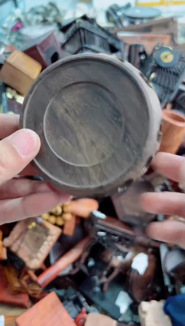 木圆原色木福利底座花架摆件处理