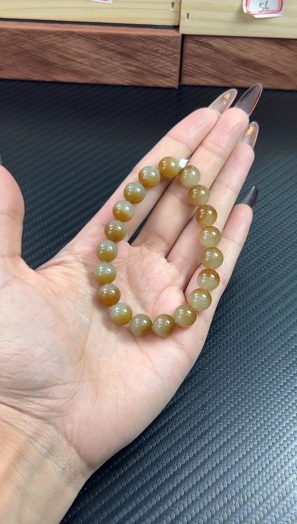 未镶嵌手串和田玉若羌微色差卡10n