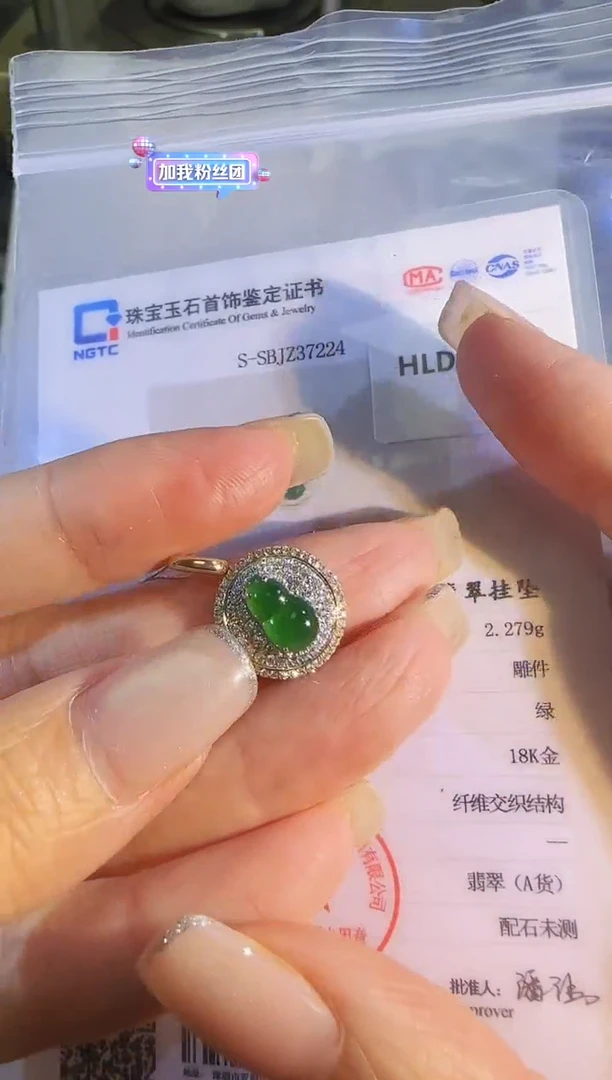 吊坠(不含链)18K金镶嵌翡翠琪**z精选M-HLD144
