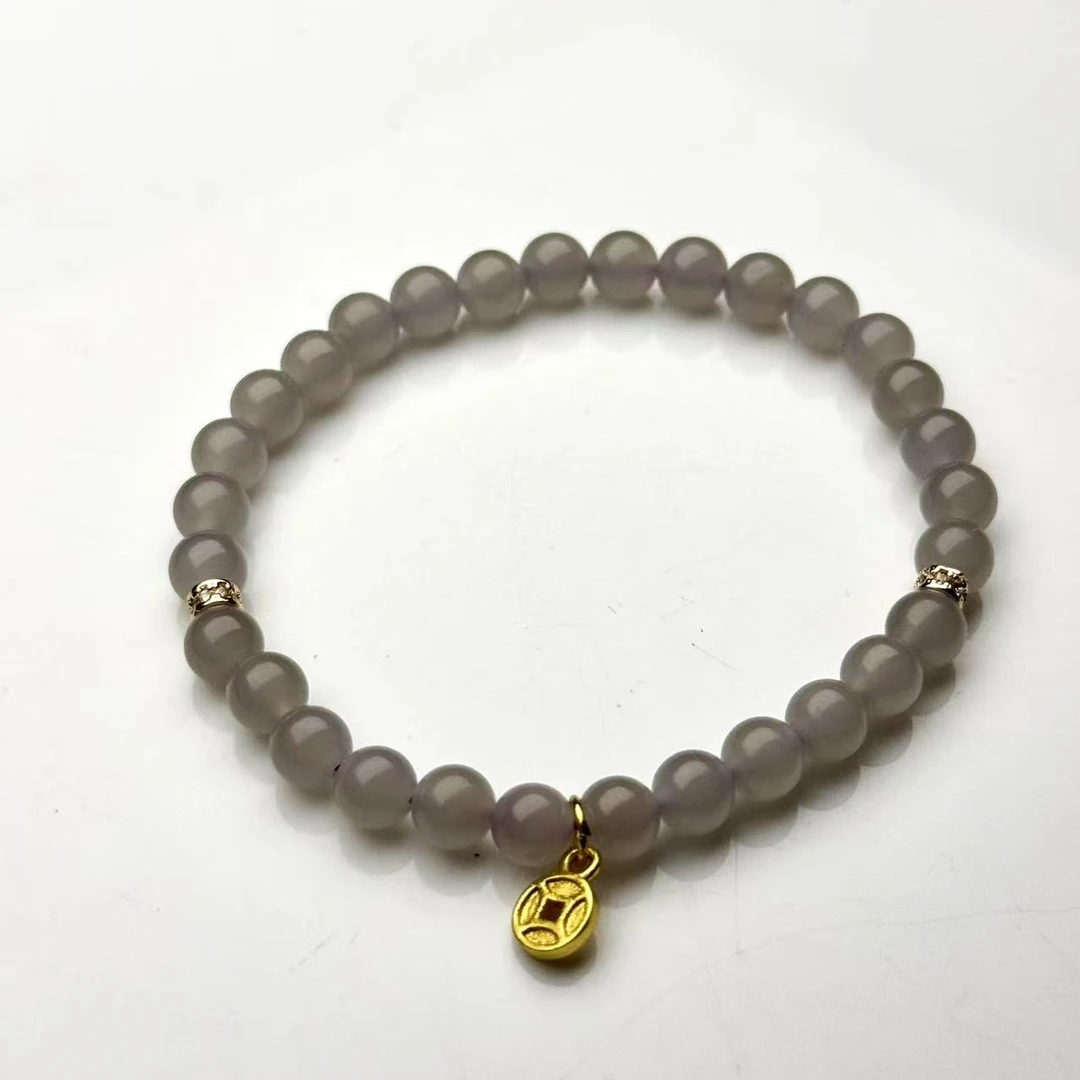 ZBG0472烟紫和田玉手串（天然珠宝多样性发其一）