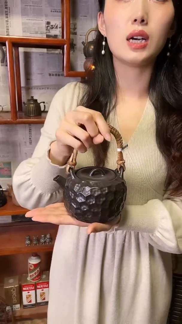 【闪购商品】R02锤纹提梁烧水壶磨砂感老岩泥茶壶