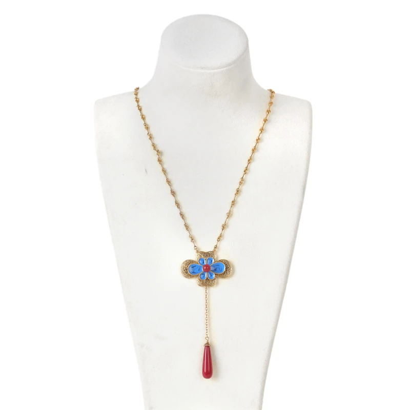 铜合金珐琅项链 铜合金树脂项链ZE125