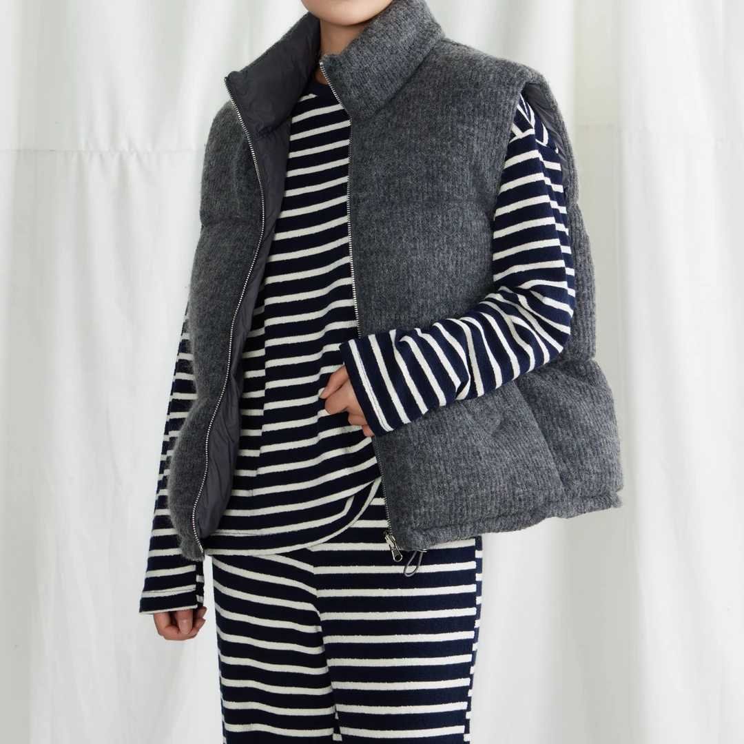 小雨同款【159】意大利进口马海毛蓬松柔软90白鸭绒针织羽绒马甲