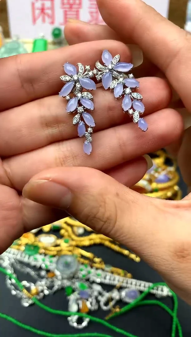 翡翠18K金镶嵌耳饰613-中国好珍宝