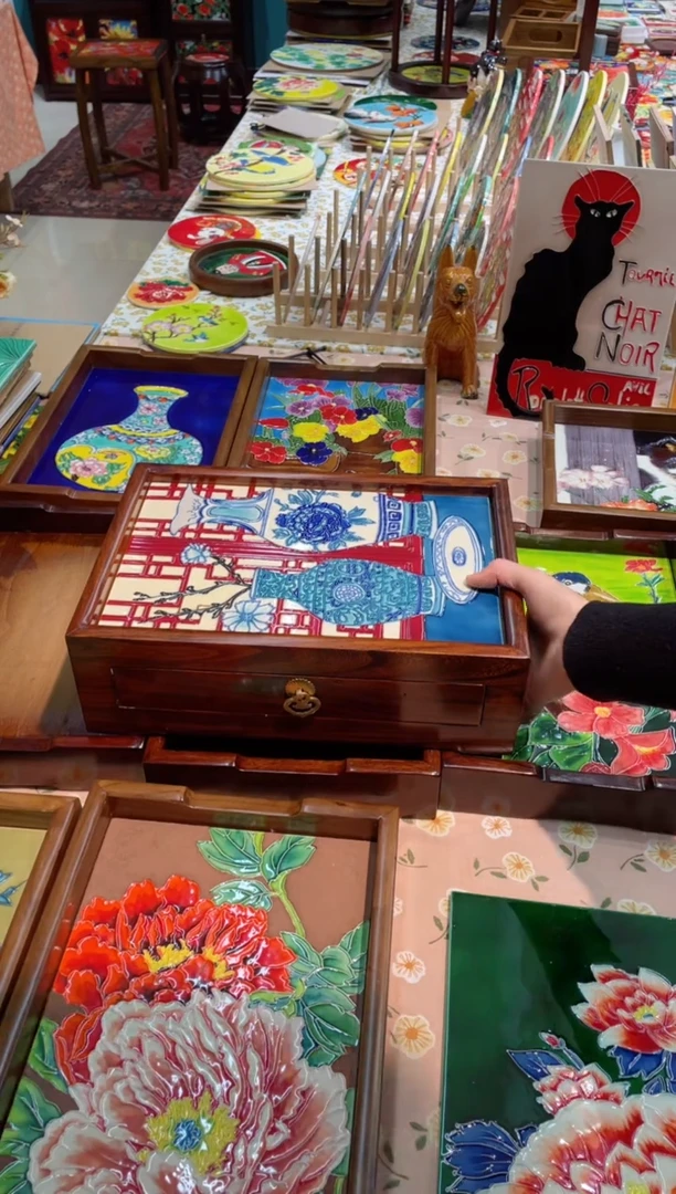 【闪购商品】瓷片20*30cm陶瓷多宝盒青花瓷