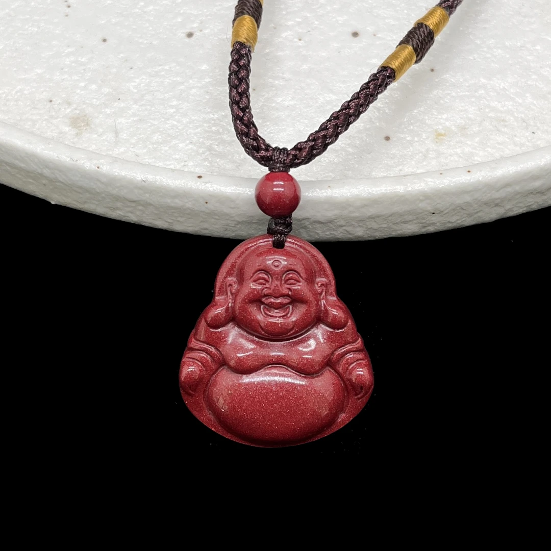 含辰砂工艺品紫金砂朱砂佛公吊坠男女时尚百搭本命年送礼饰品挂件