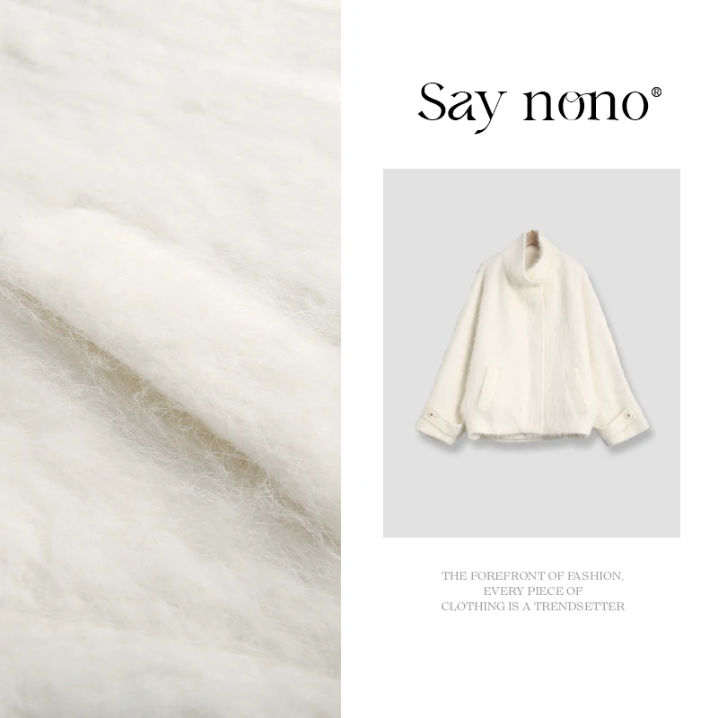 懒猫nono│Saynono 立领兔毛拉毛大衣外套/ANYDB25215