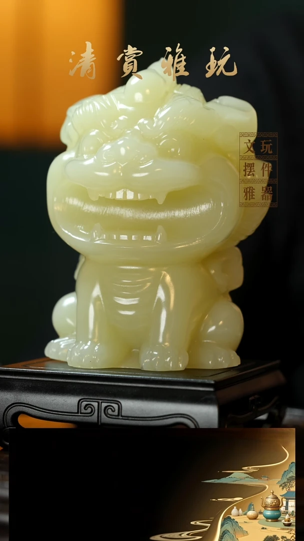 玉《大嘴貔貅》手把件摆件