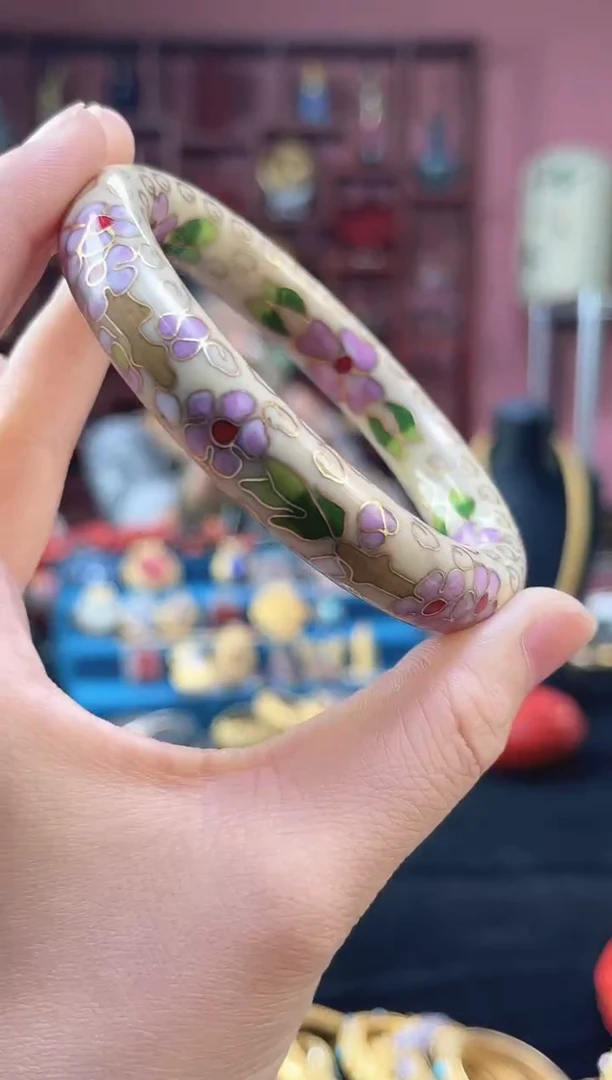 非遗 景泰蓝棍镯 60/宽版 米色