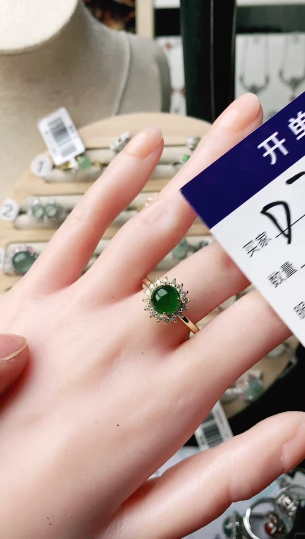 翡翠戒指银S925镶嵌111111