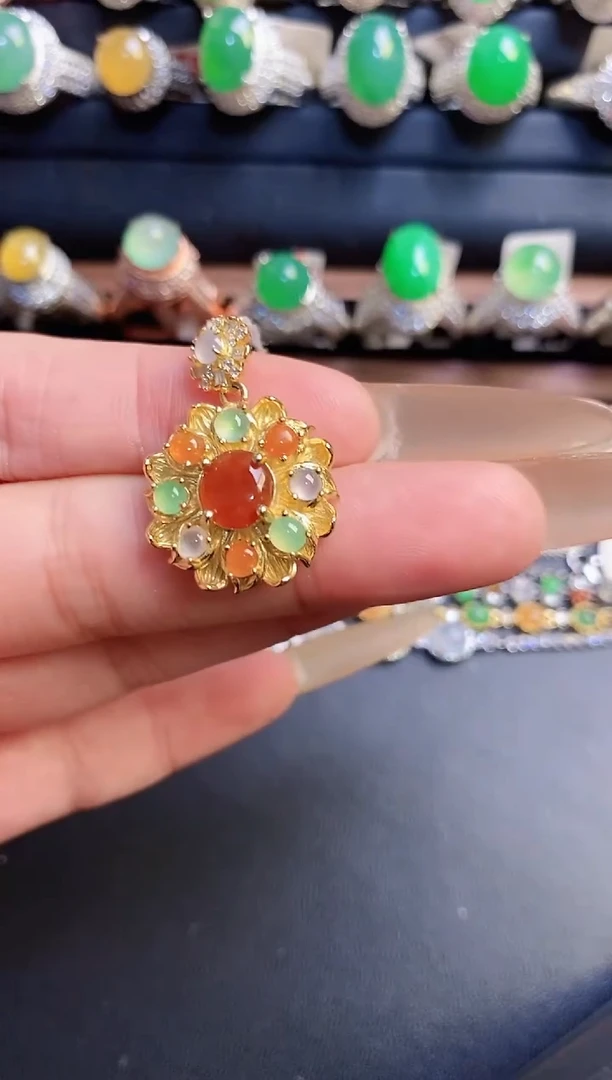 银S925镶嵌戒指翡翠天然