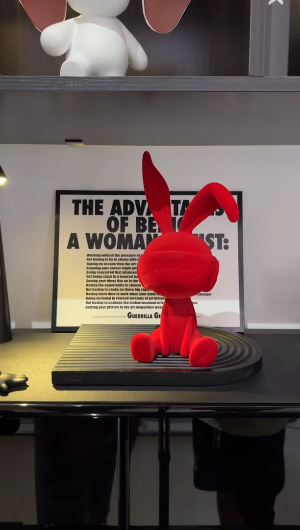 树脂|兔（红绿蓝色，可备注）实木托盘、画组合