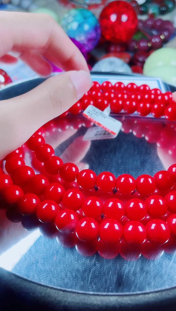 硅化珊瑚未镶嵌项链三姑娘项链108颗卡10