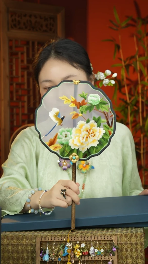 刺绣非遗苏绣紫竹团扇（不带扇盒）