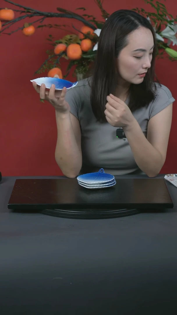 陶瓷碟 渐变蓝 无使用 4个