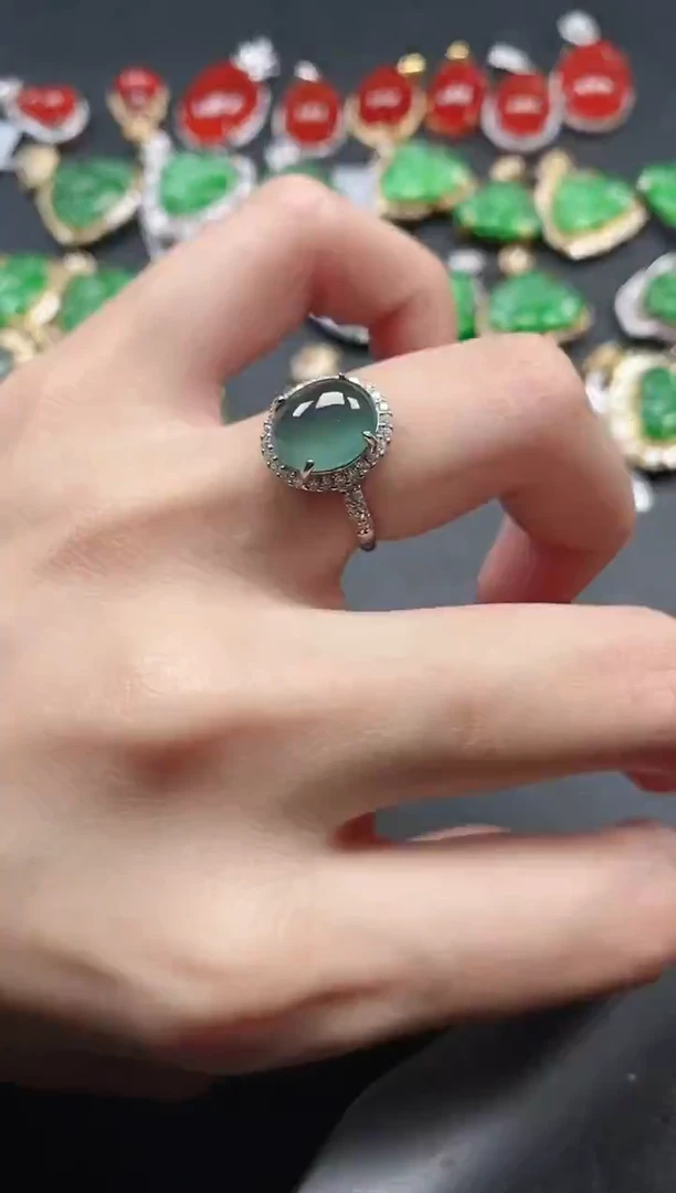 银S925镶嵌戒指翡翠51511