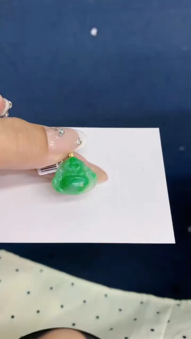 翡翠18K金镶嵌吊坠(不含链)1