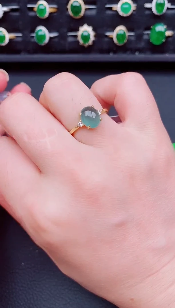 翡翠戒指银S925镶嵌天然a货翡翠5