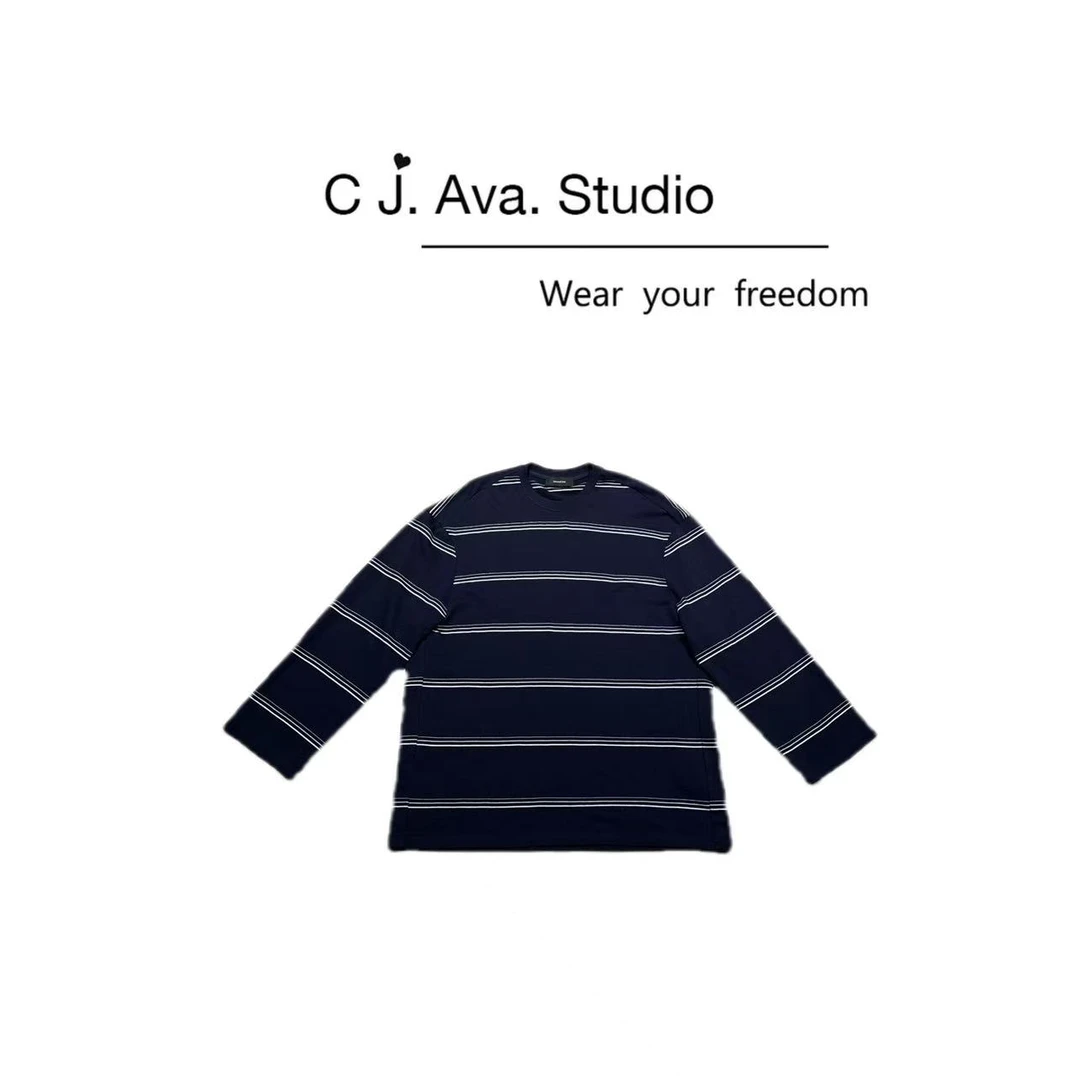 【CJ.Ava Studio】宽松型长袖条纹长袖T恤QTML2503403