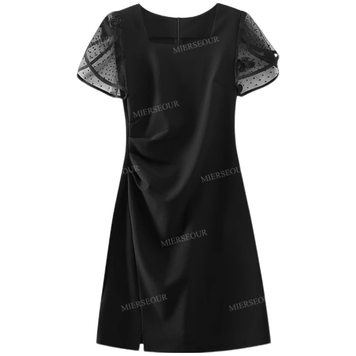 【封后轻奢设计】【曼卡假日】静奢风优雅黑气质连衣裙3234