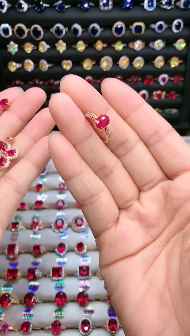 【闪购商品】红宝石戒指银S925镶嵌玫瑰金6.8