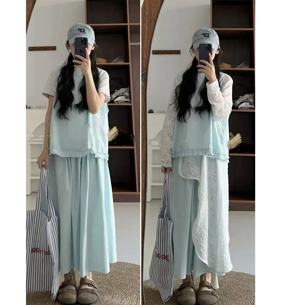 小李 | 夏日小清新花边背心＋半身裙套装