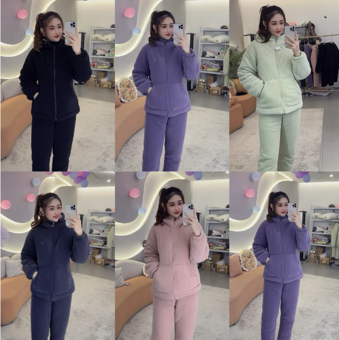 「运补6」花嫂家亲子款情侣款冬季三层加厚可外穿家居衣套装2568