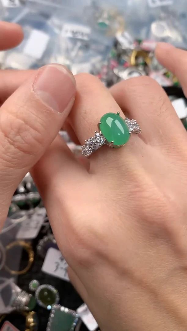 银S925镶嵌戒指翡翠111   5去
