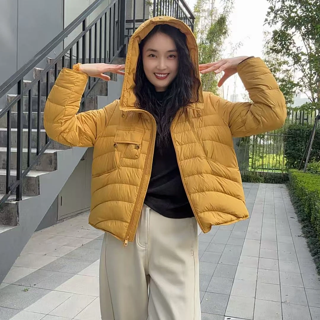 2A11-连帽90鸭绒极简风短款羽绒服运动冬季宽松潮流时尚