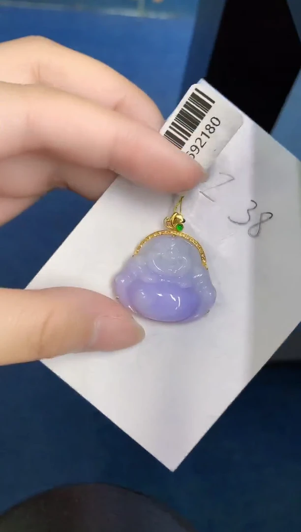 翡翠18K金镶嵌颈饰天然緬甸A貨翡翠