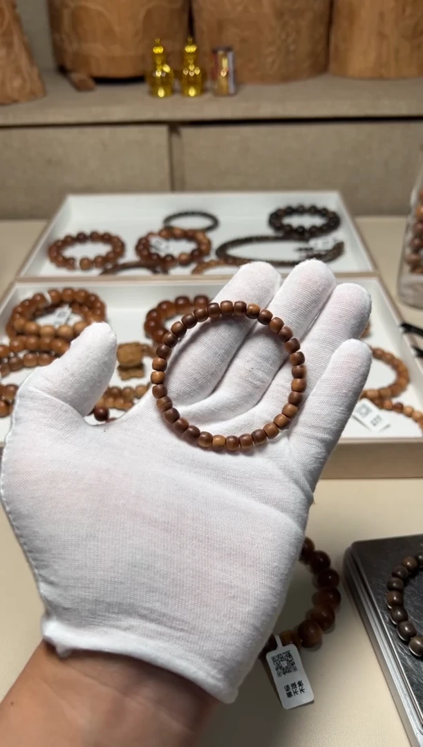 檀香木手串/手链供奉料5/6单圈直切横纹黑肉福利