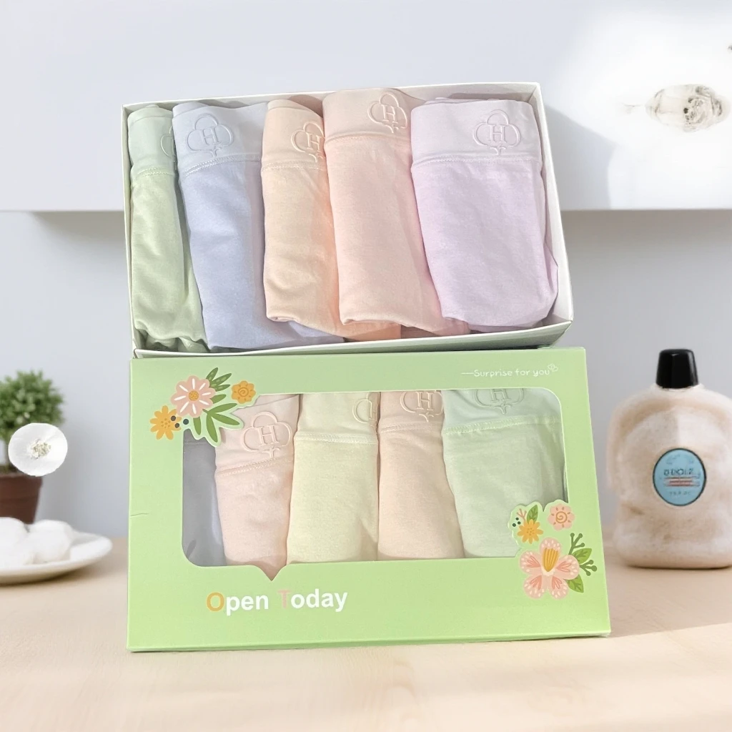 k9 礼盒【H家】女士高腰舒适简约透气成人印花纯色女三角内裤柔软