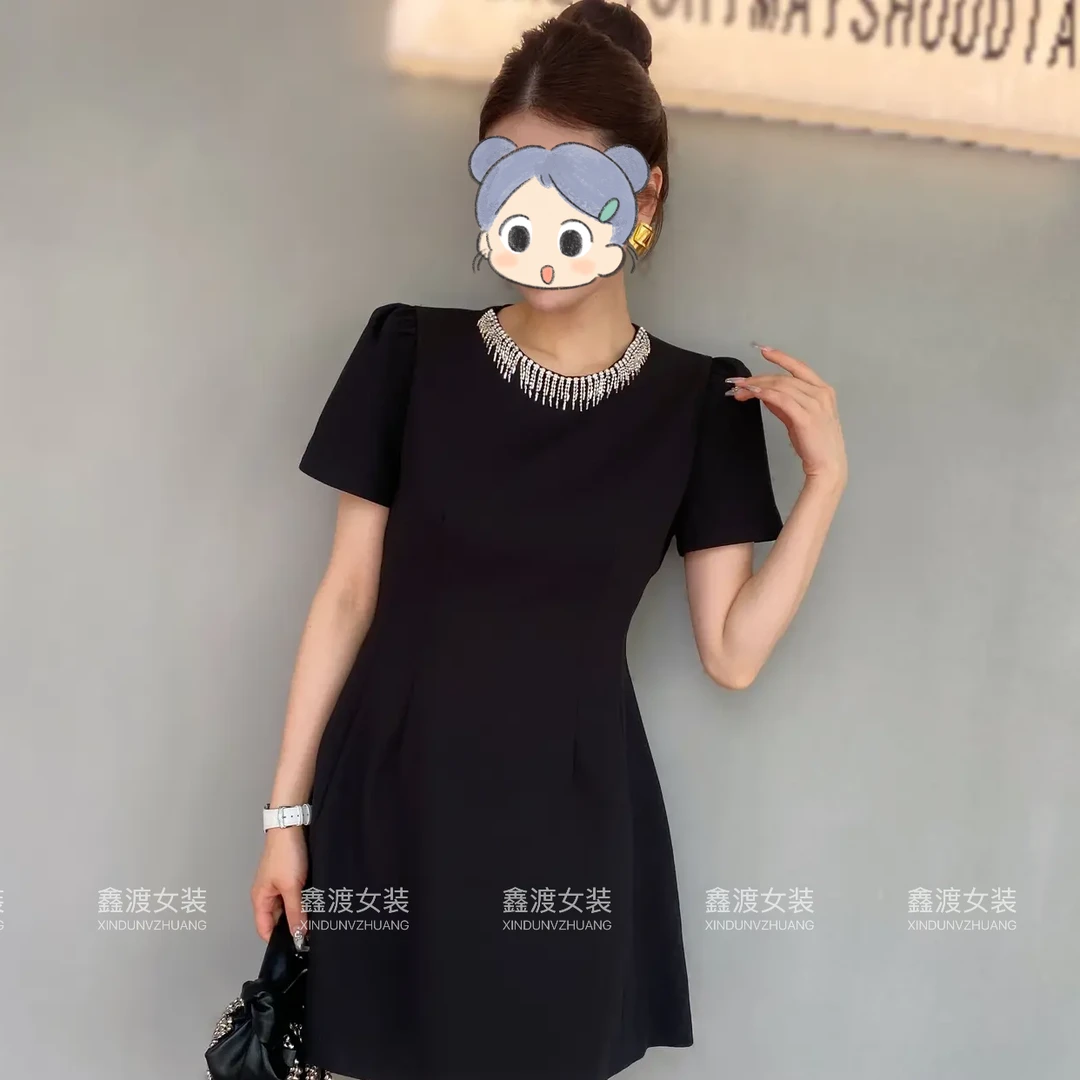 2025春夏新款时尚显瘦气质女士网红洋气连衣裙百搭款D6880