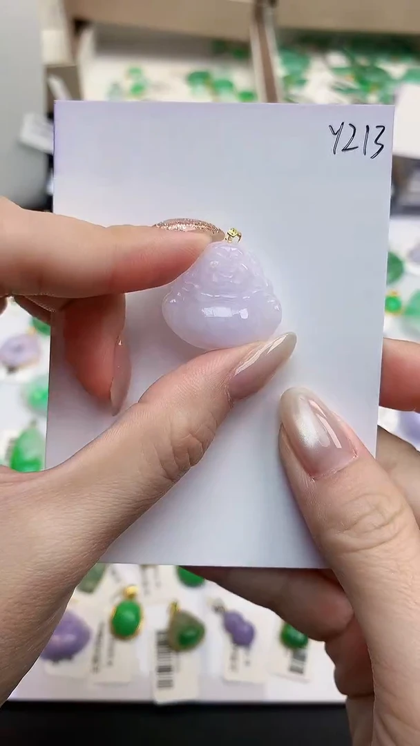 颈饰18K金镶嵌翡翠天然缅甸A货翡翠