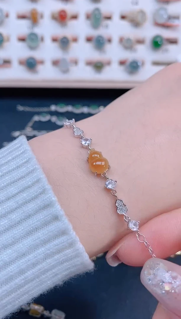 银S925镶嵌手链翡翠天然翡翠